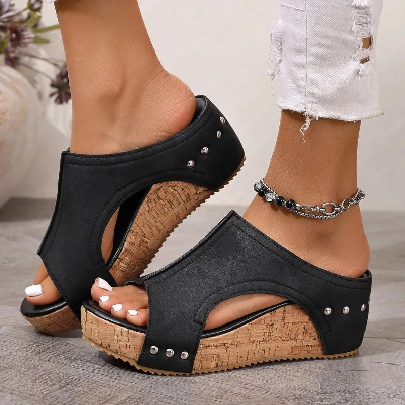 Women Wedges Sandals Summer Platform Sandals Rubber Sole Designer Shoes Women Peep Toe Elegant Slippers 2026 New Slides Women Zpaxo