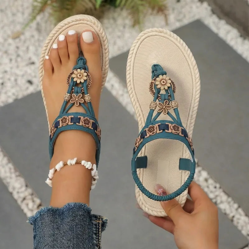 Women Casual Sandals Large Size Solid Color Sandals Round Head Bohemian Style Shoes Leisure Sandals 2026 New Rubber Bottom Shoes Zpaxo