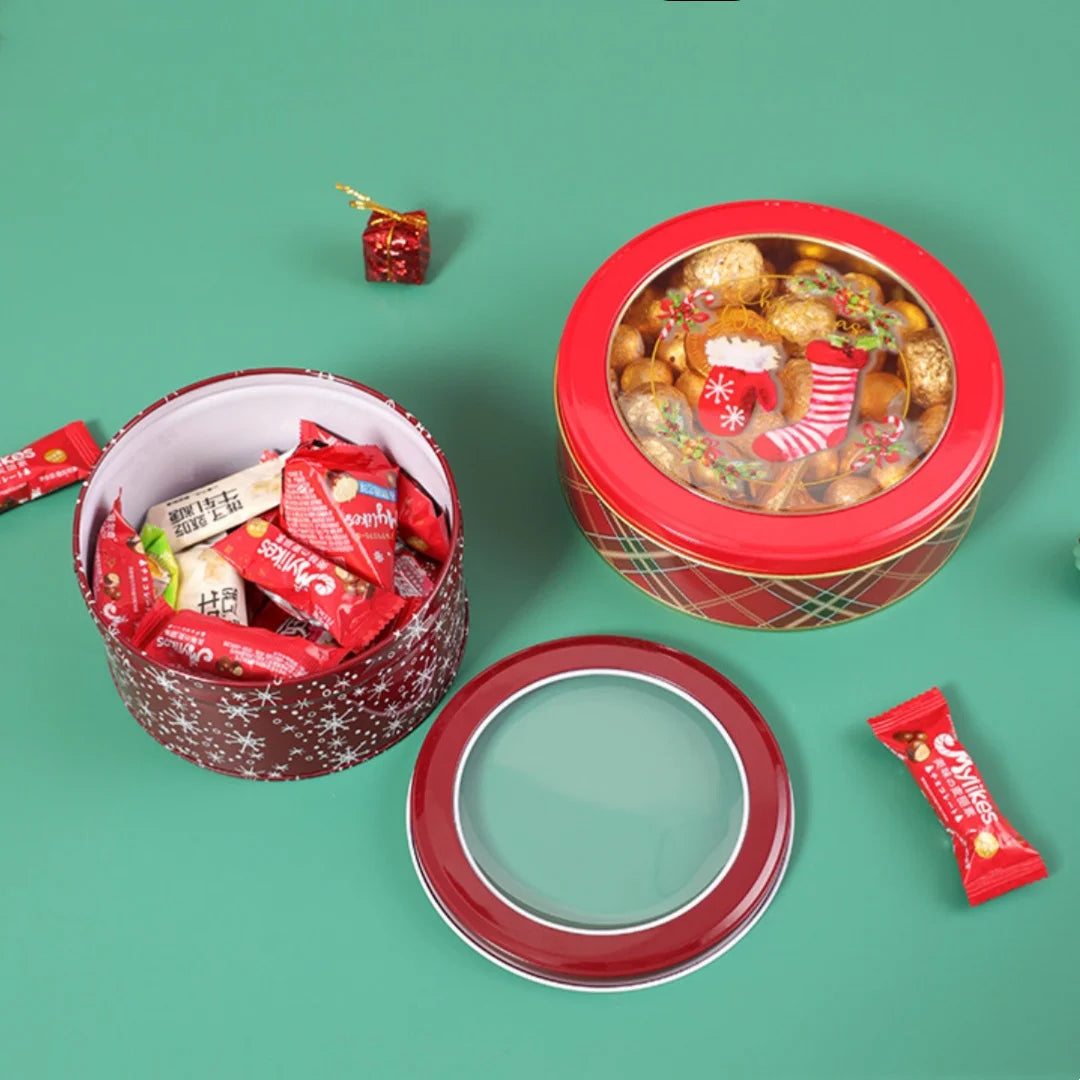 Christmas Metal Tin Candy Cookie Gift Box – Festive Xmas Tin