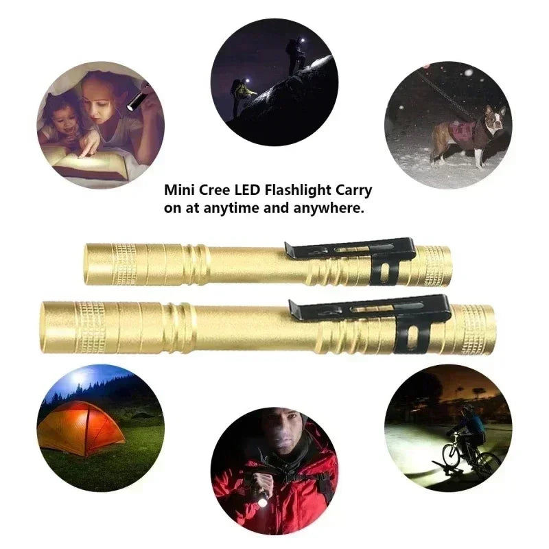 Mini LED Pen Flashlight 300LM with Clip – Pocket Torch AAA