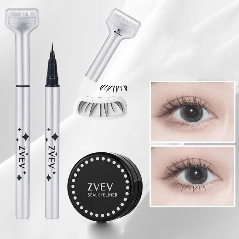 Waterproof Lower Eyelash Stamp Set Quick Dry Portable 0.01mm Tip Eye Liner Lower Lash Stamp with Ink False Eyelashes Accessories Zpaxo