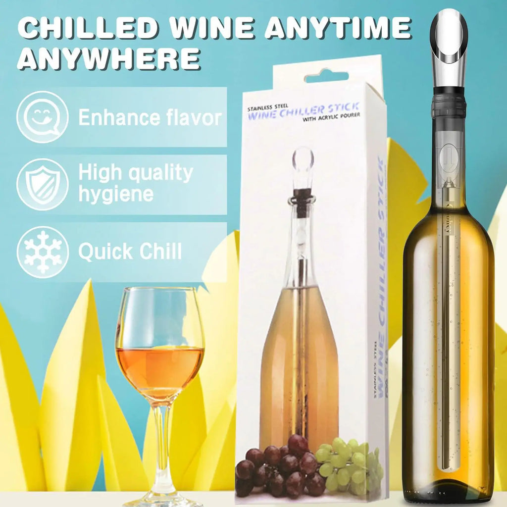 Wine Bottle Chiller Stick Iceless Cooler Stainless Steel Stopper