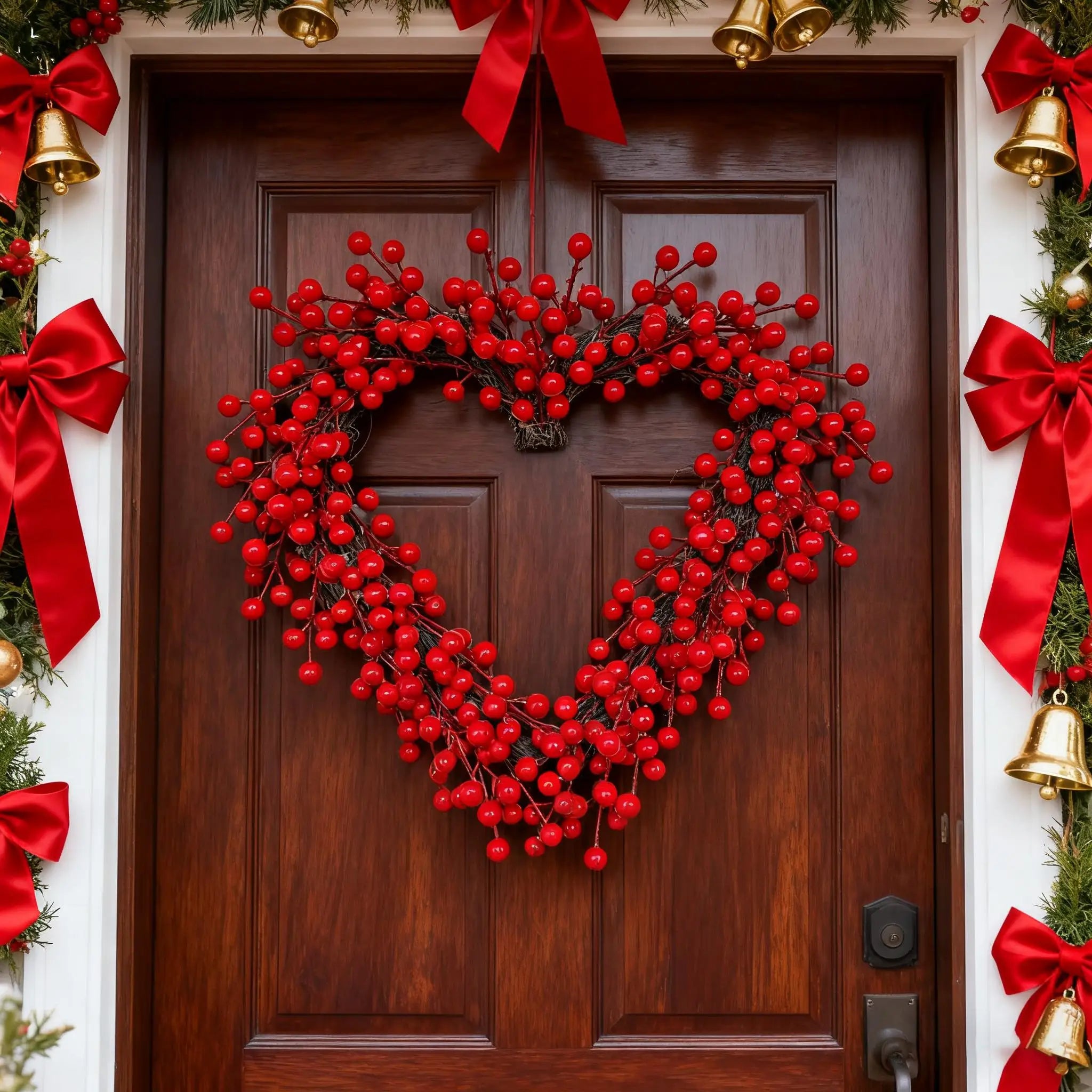 16 Heart Wreath Red Berries Valentine's Decor Door Wall Wedding Party Zpaxo
