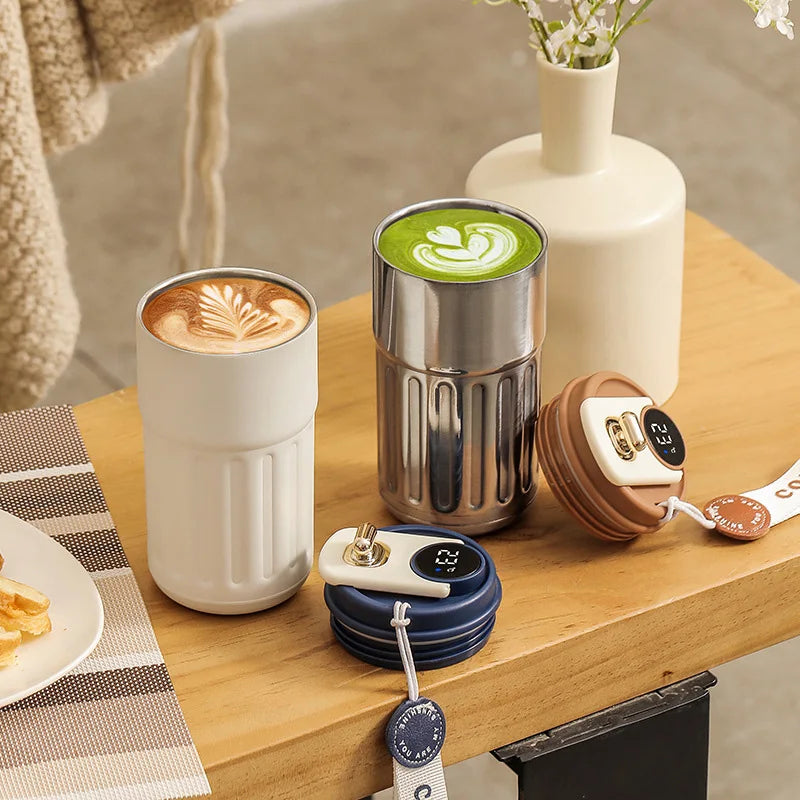 450ml Thermos Bottle Smart Display Vacuum Cup Office Coffee Cup Business Portable Temperature 316 Stainless Steel Thermal Mug Zpaxo