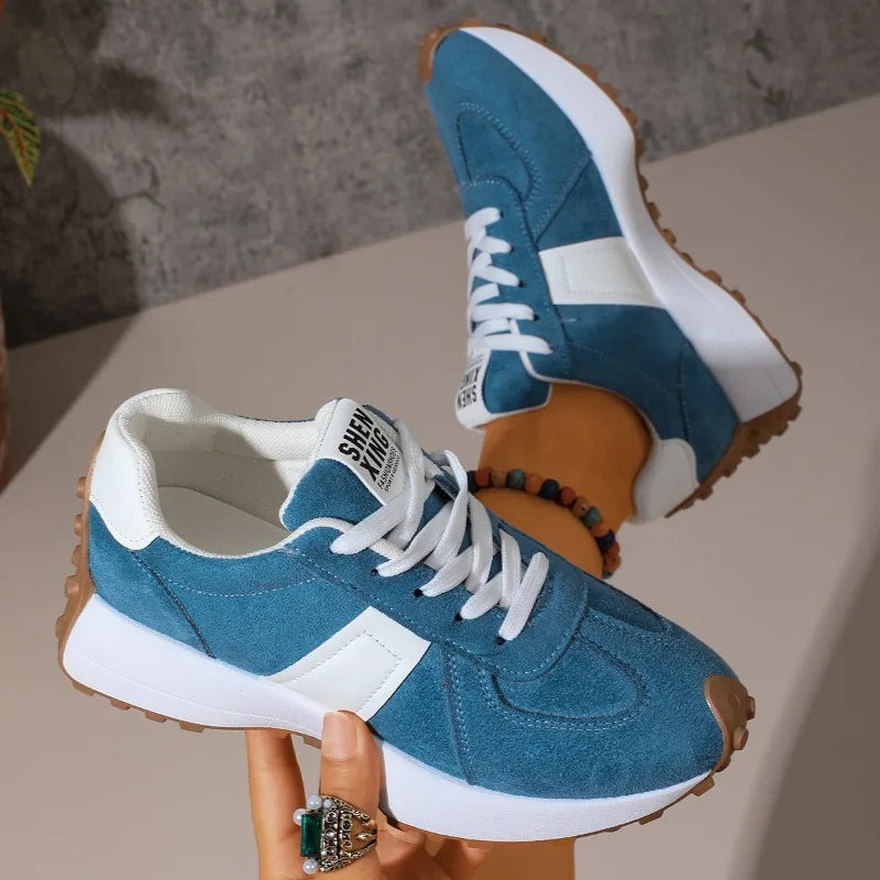 Women's Vintage Comfortable Mid Heel Sneakers Women Anti Slip Zpaxo