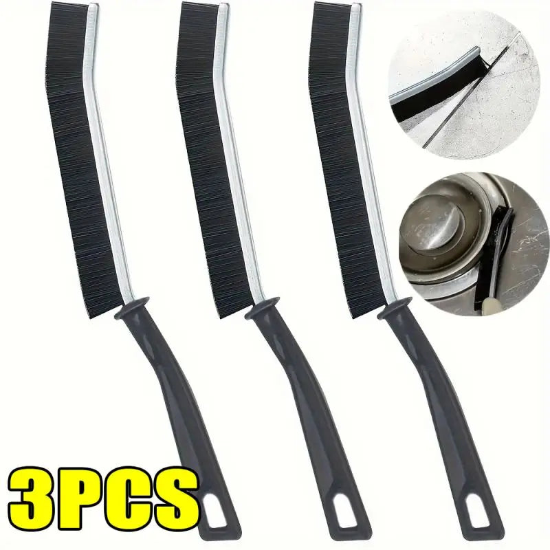 Hard Bristle Crevice Cleaning Brush for Fine Seam Corners Groove Window Cleaning Tools Kitchen Bathroom Home Tiles Joints Brush Zpaxo Black- 3PC