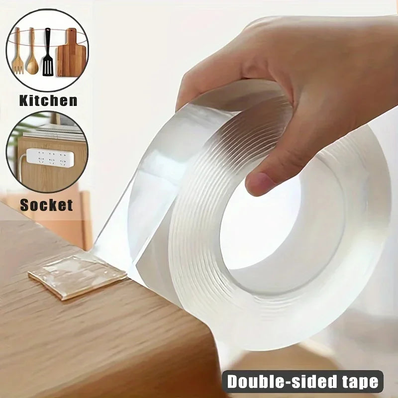 Double Face Transparent Double Sided Tape Super Strong Sided Reusable Waterproof Tapes Heat Resistance Bathroom Home Decoration Zpaxo transparent 16.4 feet(5 m) 1mm|nami-3