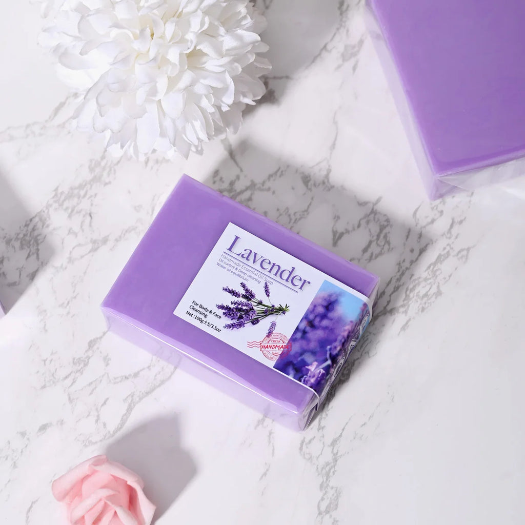 Natural Organic Lavender Essential Oil Soap Handmade Soap for Cleansing, Refreshing, Oil Control, Bath Soap Zpaxo