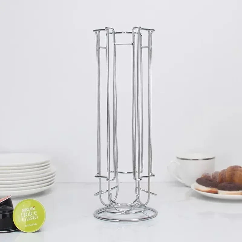 Rotating Coffee Pod Holder – 24-Capsule Large Capacity Metal Rack Coffee Pod Rack Zpaxo
