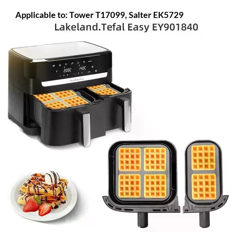 1 Air Fryer Waffle Baking Mold Reusable Silicone Mould Liner Dual Zpaxo
