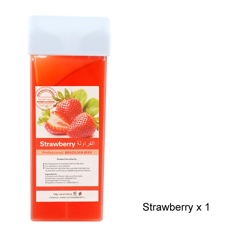 Roll-On Soft Wax Refill Kit – Body Hair Removal Wax Cartridges Depilatory Wax Kit Zpaxo 072-Strawberry