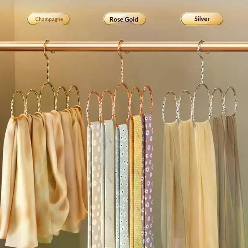 High Manganese Steel Scarf Hanger 5 Loop Over Rod Tie Belt Organizer Closet Storage Solution Snag-Free Accessory Holder Zpaxo