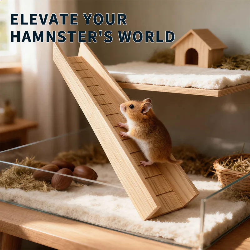New Wooden Hamster Platform Pet Toy Terrarium Accessory Cross-border Warehouse Golden Hamster Staircase Golden Hamster Slide Zpaxo