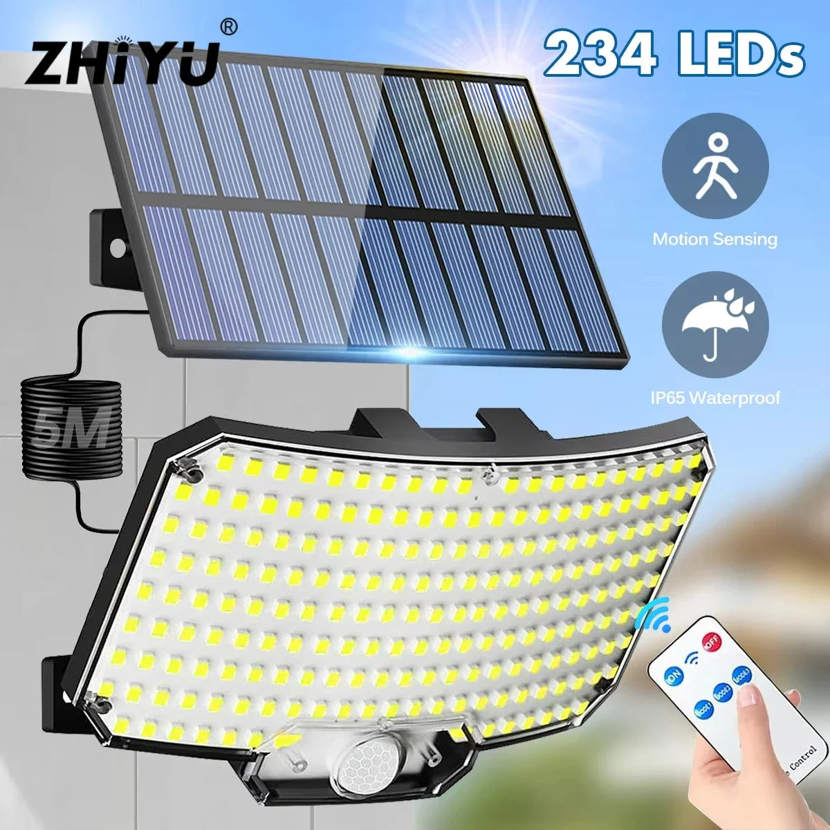 Solar 234 LED Wall Light – Motion Sensor, Remote, IP65 Solar Wall Light Zpaxo
