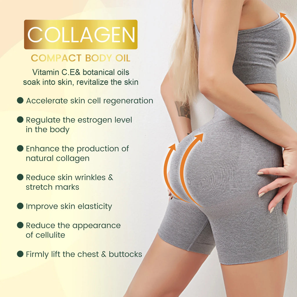 Ouhoe Collagen Body Oil for Skin Tightening and Firming Anti Stretch Mark Massage Oil for Belly Thighs Butt Body Sculpting 30ml Zpaxo
