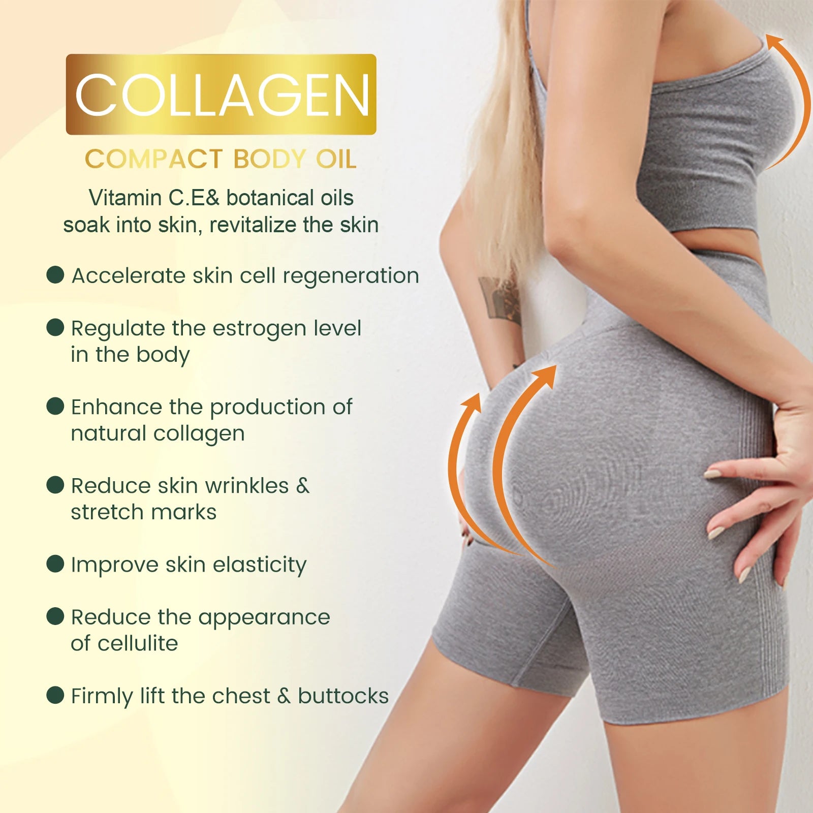 Ouhoe Collagen Body Oil for Skin Tightening and Firming Anti Stretch Mark Massage Oil for Belly Thighs Butt Body Sculpting 30ml Zpaxo
