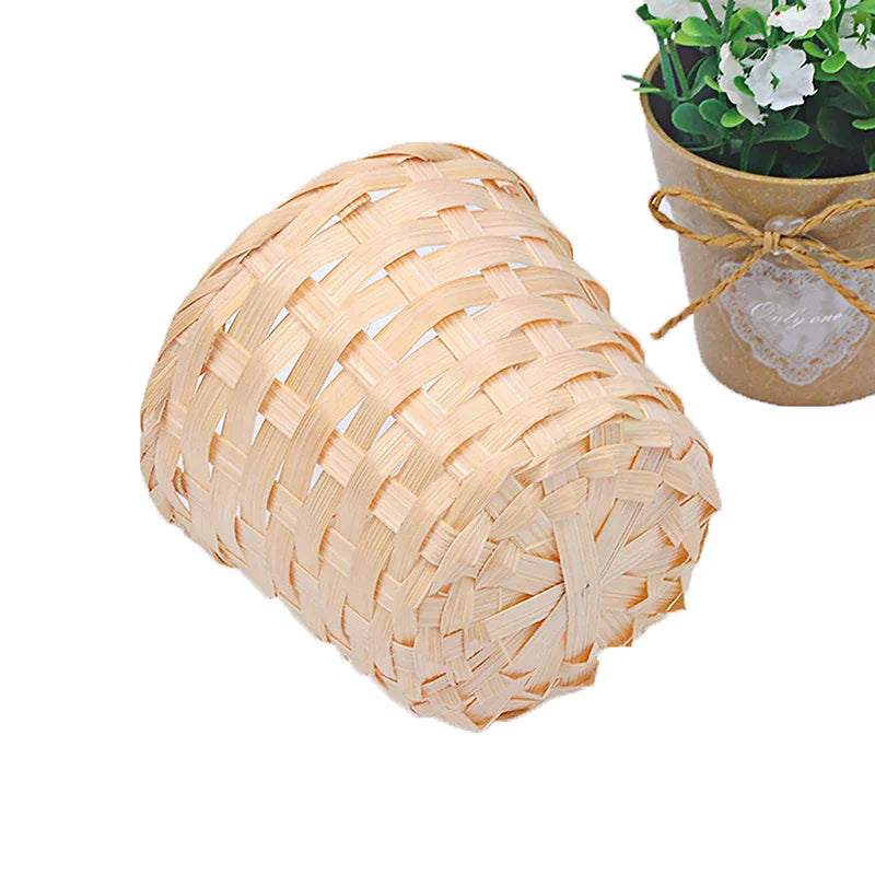 Rural Woven Baskets Bamboo Mini Desktop Storage Basket Portable Storage Baskets Fruit Arrangement Baskets Zpaxo