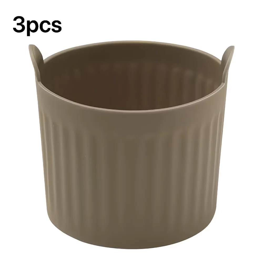 Air Fryer Baking Cup Silicone Tray Muffin Cake Mold Egg Tart Zpaxo 3pcs Brown