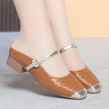 White Woven Mary Jane Mules Silver Toe Cap Rhinestone Buckle Square Zpaxo YZL331 Yellow 41 China Mainland
