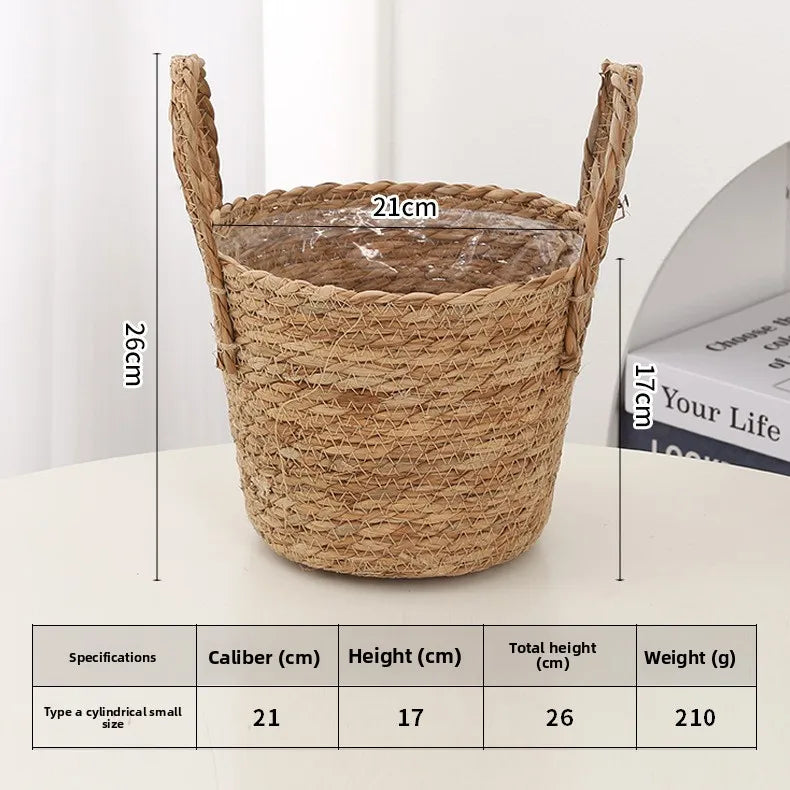 Large Handwoven Rattan Basket – Nordic Plant Pot & Storage