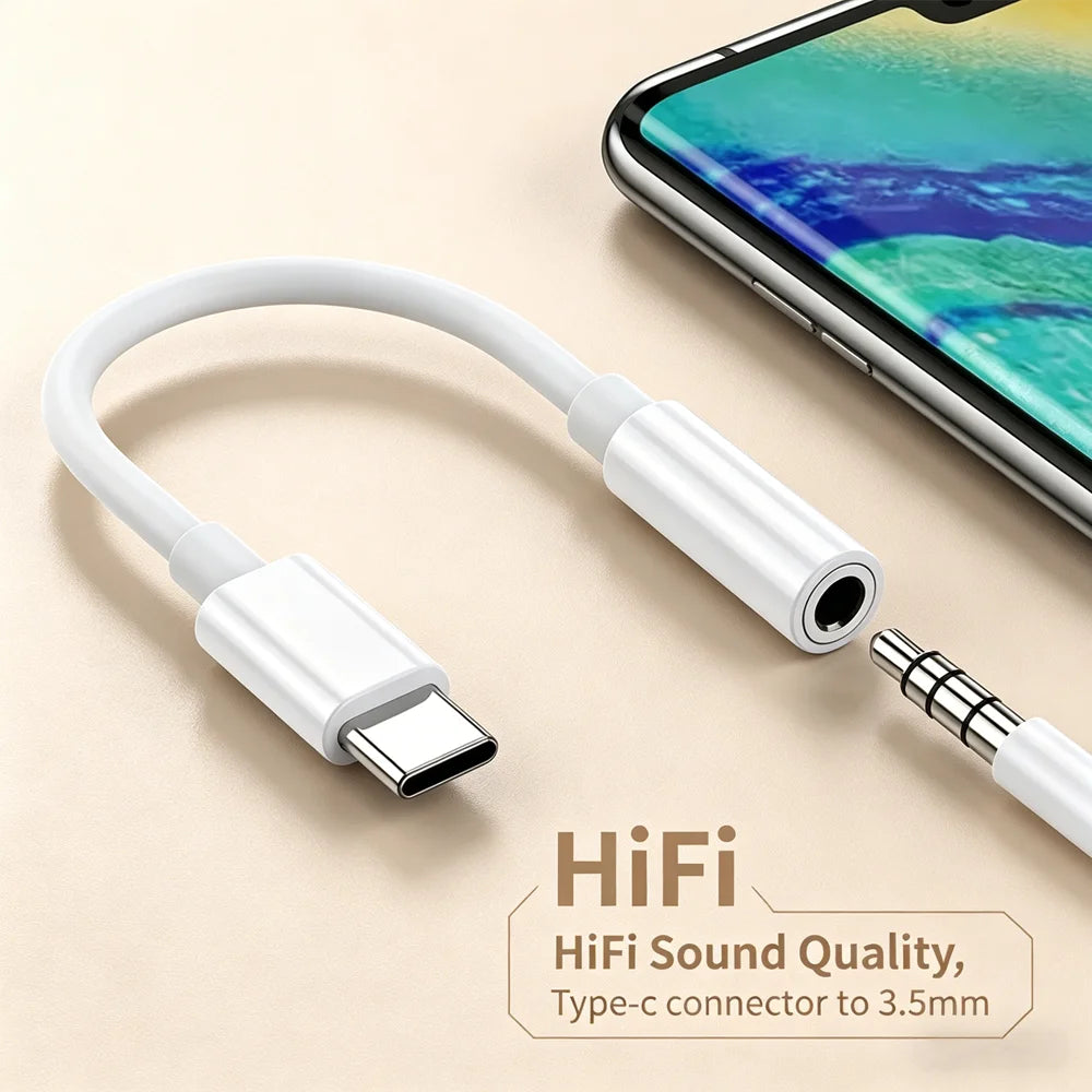 USB-C to 3.5mm Audio Adapter | Hi-Res DAC Headphone Jack Audio Cable Adapter Zpaxo