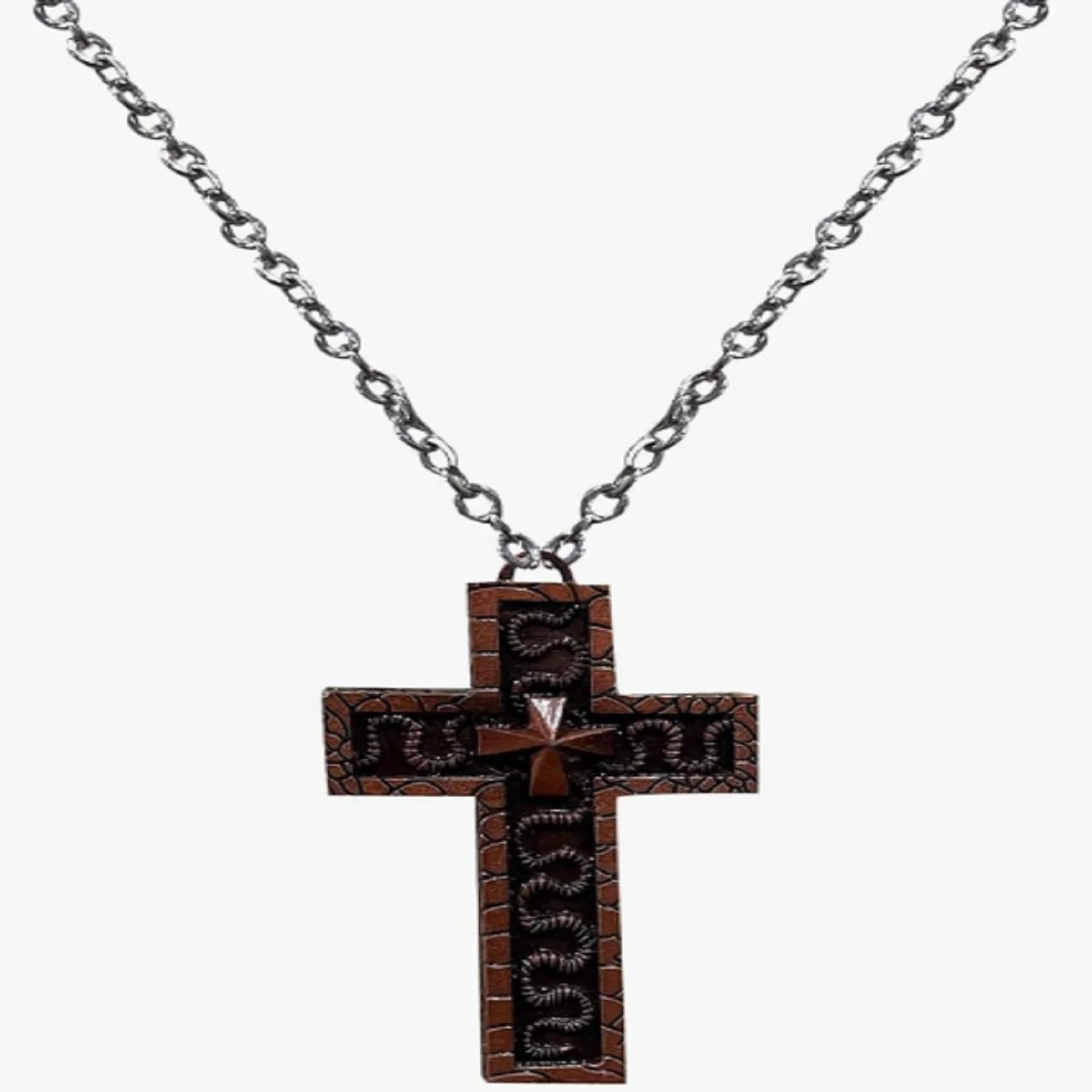 2025 Necklace Cross Shaped Compartmen 3D Metal Charm Pendant Desig