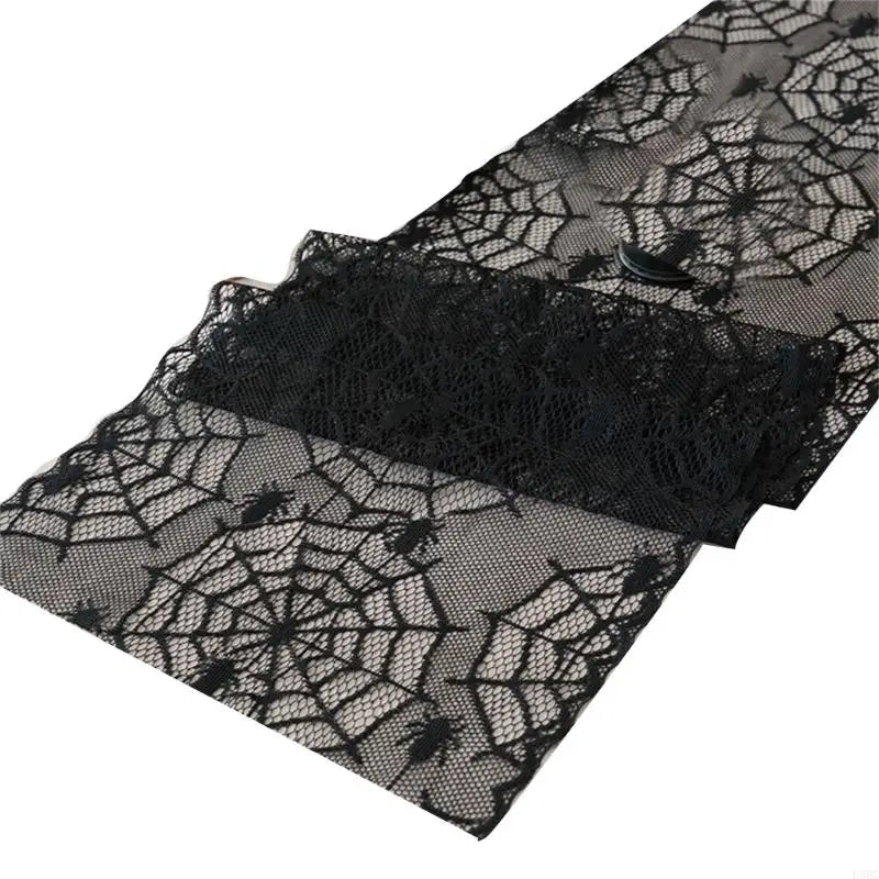 Elegant Black Lace Halloweens Tablecloth Polyester Fabric Party