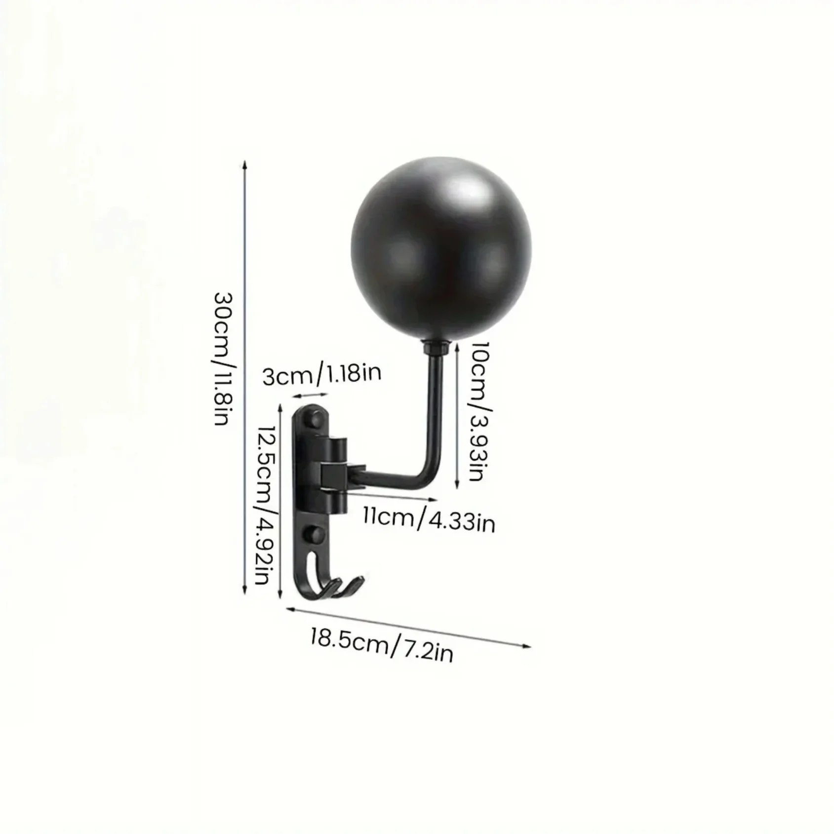 Wall Mount Motorcycle Helmet Holder 180°Rotation Football Bicycle Helmet Rack Helmet Display Hanger Stand for Caps With 2 Hooks Zpaxo black