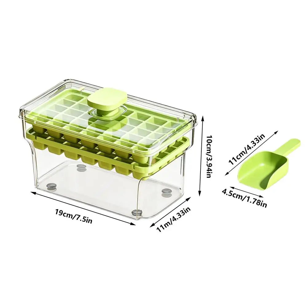 Ice Tray 68 Cube Press Release Silicone Mold Storage Box Stackable