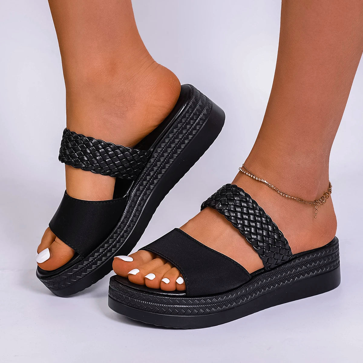 Women Slippers 2025 New Outdoor Beach Sandals Comfortable Wedges Shoes for Women Designer Casual Slippers Big Size Slides Women Zpaxo black 43