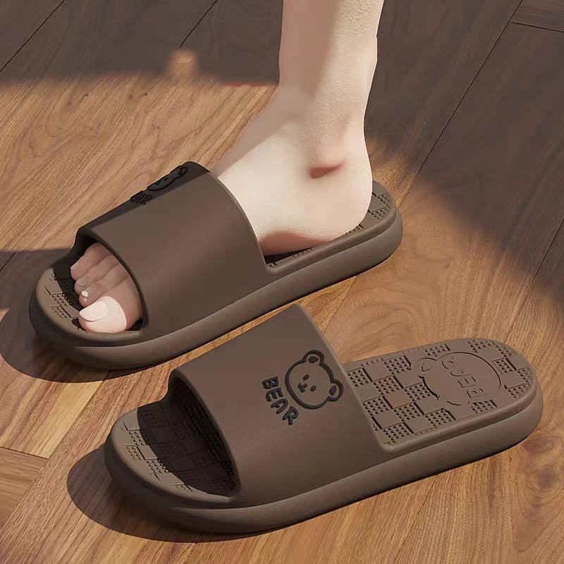 Women Summer Concise EVA Slippers Men Soft Home Slides Couples Zpaxo brown 44-45