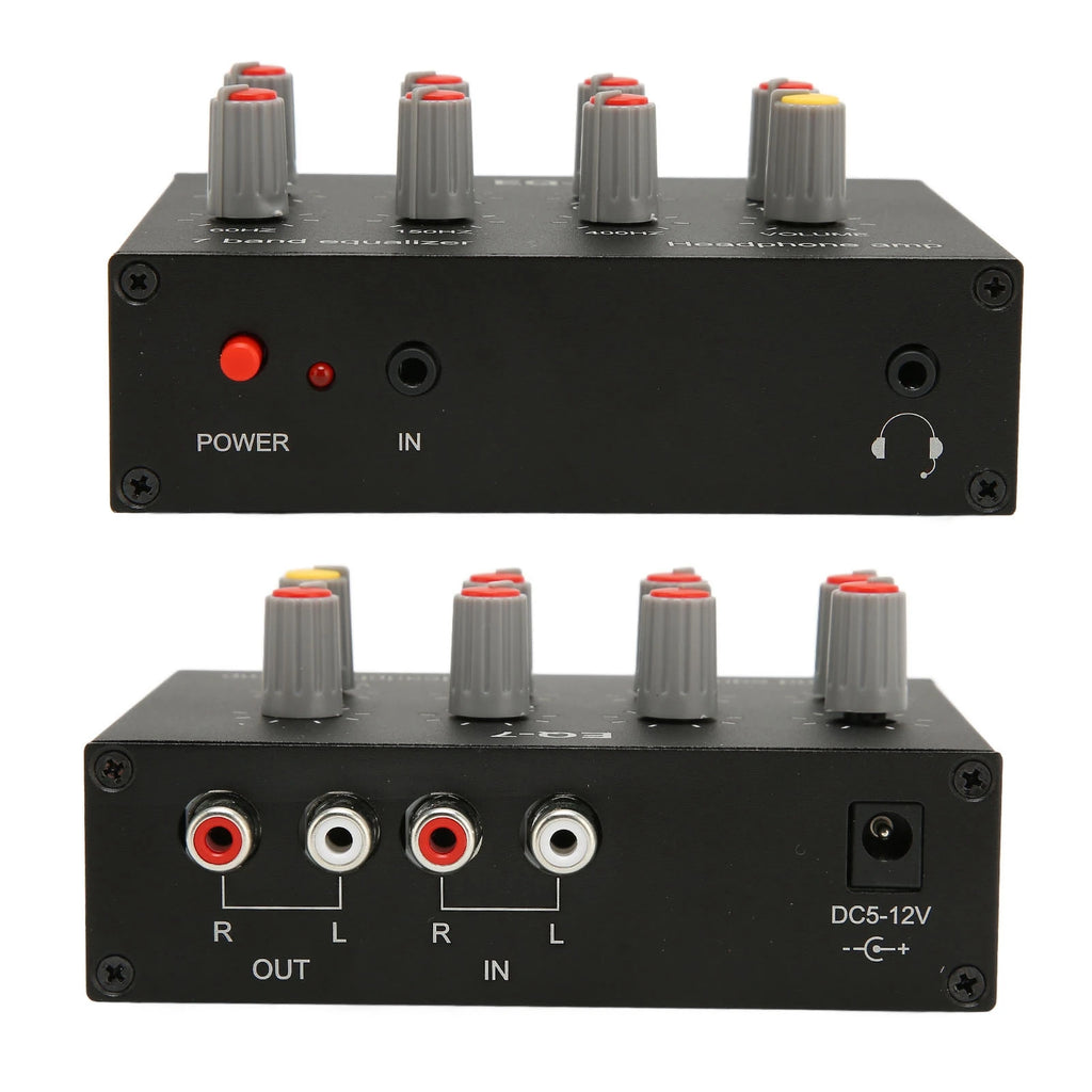 7 Band Sound Equalizer RCA Output Input 12dB Bass Adjustment Dual