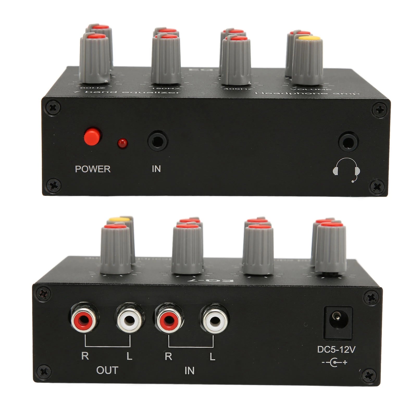 7 Band Sound Equalizer RCA Output Input 12dB Bass Adjustment Dual