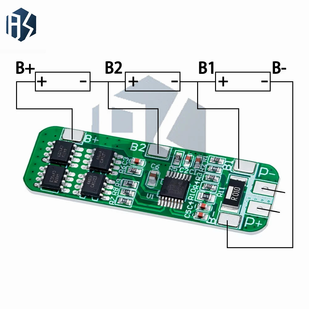 3S 12V 10A BMS Charger Board Balance Function LiFePO4 Li-ion 18650 Zpaxo