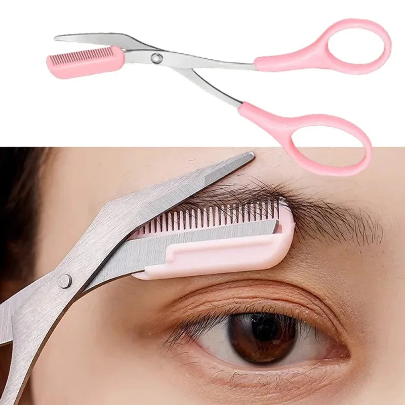 Eyebrow Trimmer Scissor Beauty Products Stainless Steel Scissors Comb