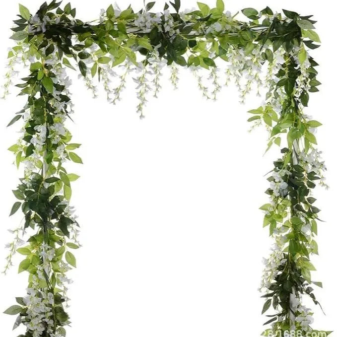 Lush 70 8 Artificial Wisteria Flowers Garland Outdoor Wedding Garden