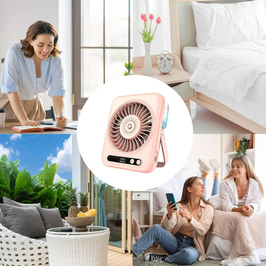 Portable Mist Fan 5-Speed USB Rechargeable Humidifier 120-Degree Adjustable Angle LED Display Water Spray Fan For Bedside Dorm Zpaxo