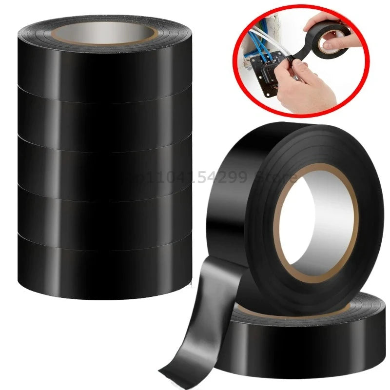 10/100M Black Flame Retardant Electrical Insulation Tape Strong Adhesive Wire Harness Tape for Electrical Wiring Waterproof Tape Zpaxo black 16mm 10M(1 roll)
