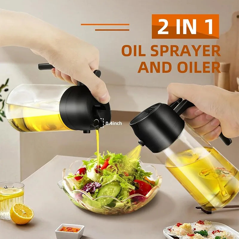 2in1 Kitchen Oil Sprayer Glass Bottle for Cooking Anti-leakage Olive Oil Bottle for BBQ Air Fryer Salad Steak Kitchen Supplies Zpaxo