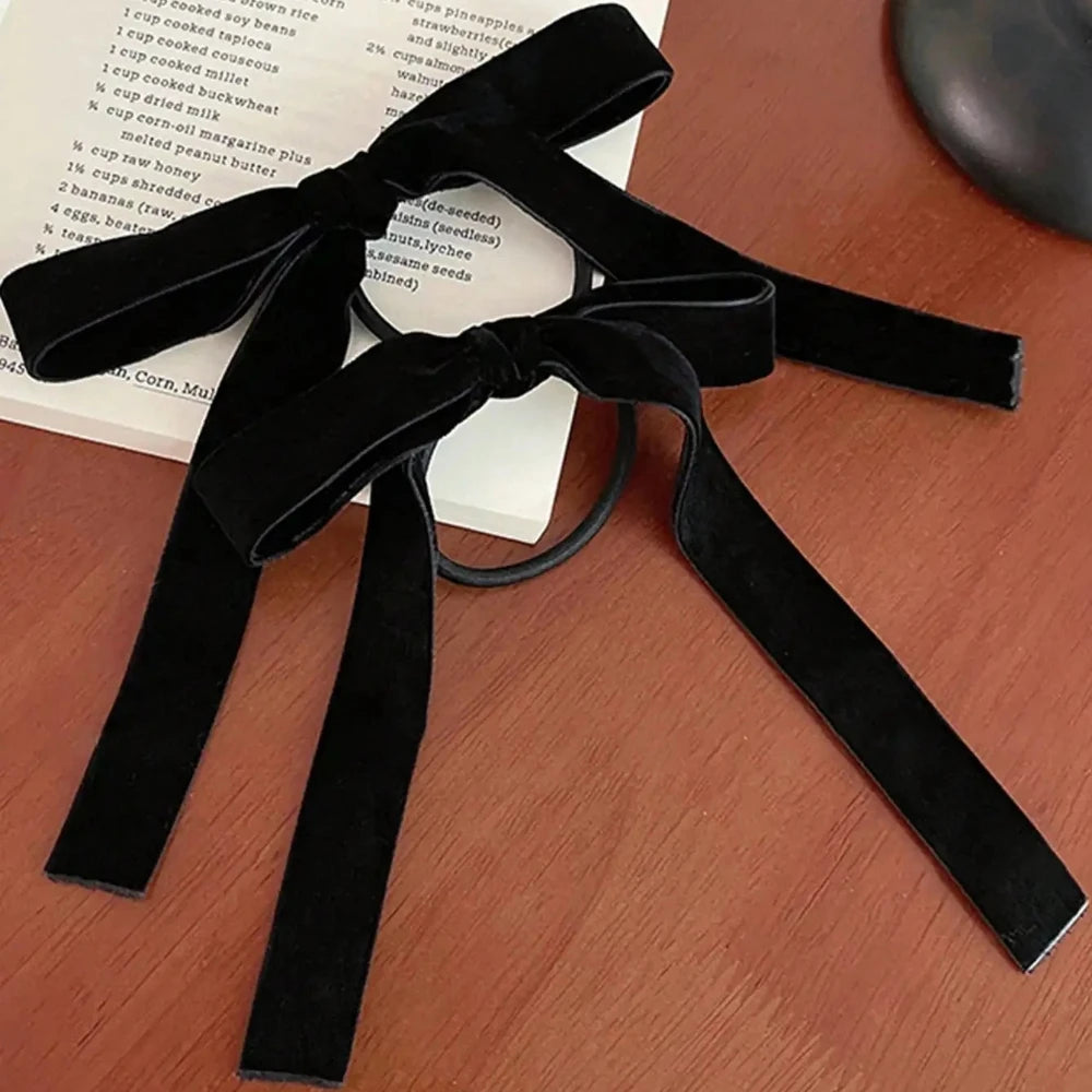 2/8pcs Fashion Black Velvet Bow Hair Ties for Women Girls Party Hair Accessories Zpaxo