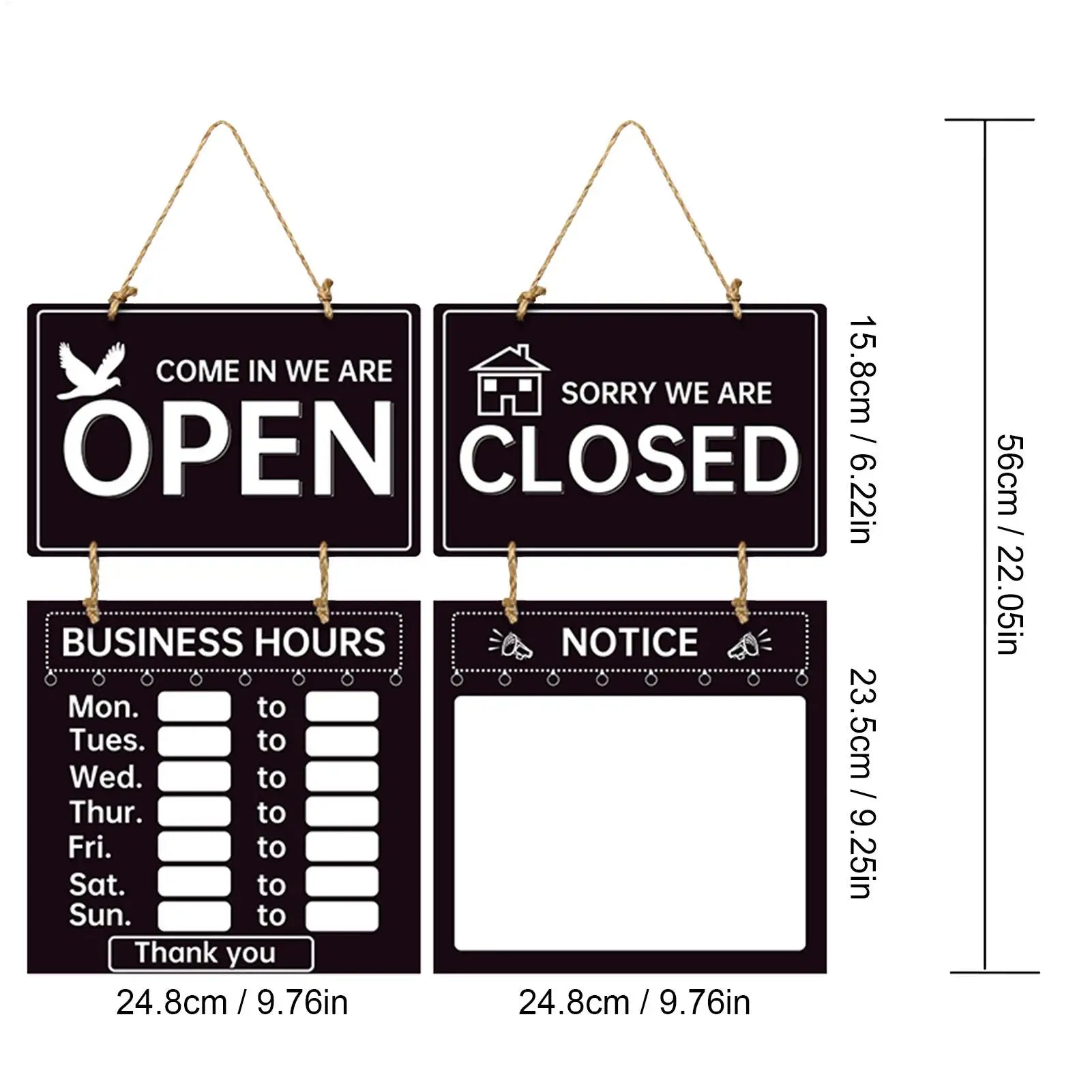 Double Sided Store Hours Sign Open Closed Decorative Welcome Boards