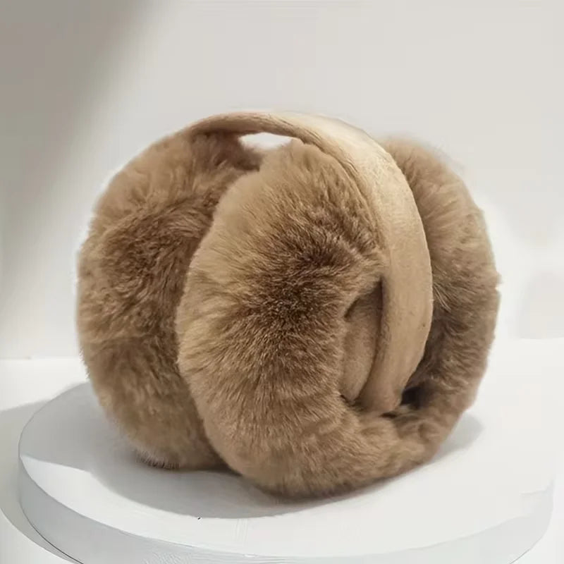 Soft Plush Ski Ear Warmer Warm Earmuffs for Adult Fashion Solid Color Earflap Protection Ear-Muffs Ear Cover Skate Ski Protector Zpaxo brown