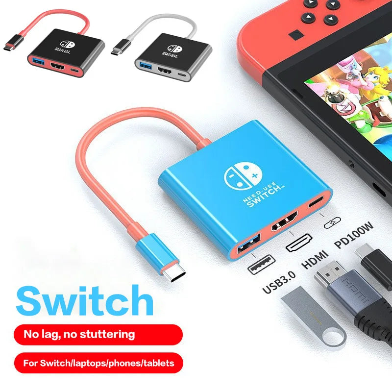 4K HDMI Adapter TV Docking Station for Nintendo Switch OLED USB 3.0 Type C Port Charging Dock Station with HDMI Output Zpaxo