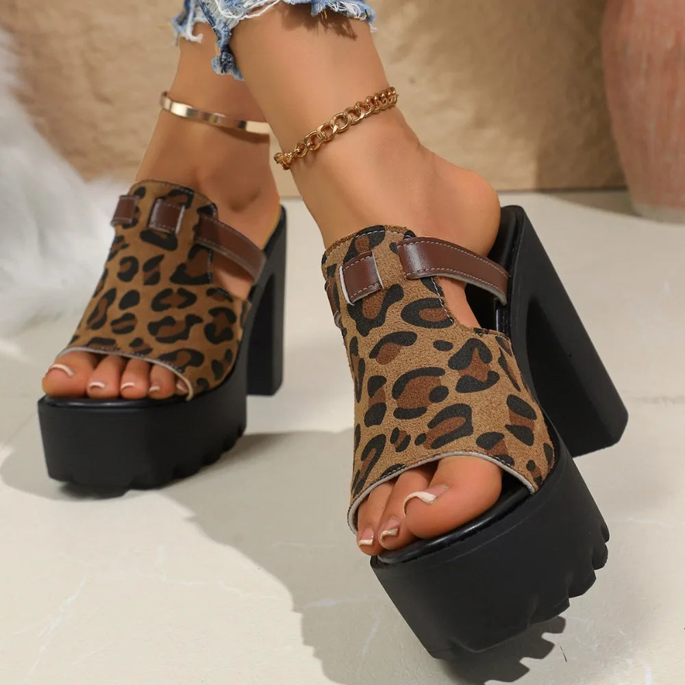 Round Toe Open Slippers Sandals Platform Anti-slip Wear-resistant