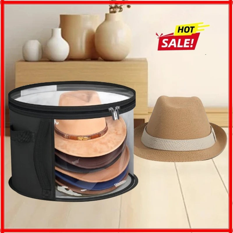 Extra-Large Foldable Hat Storage Box - Durable Non-Woven Fabric, Stain-Resistant with Clear Viewing Window, Perfect for Cowboy Zpaxo