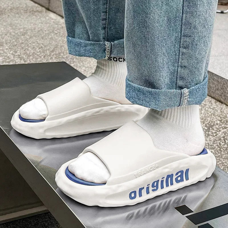 Fashion Men Slippers Non-slip Sandals Thick Soft Platform House Shoes