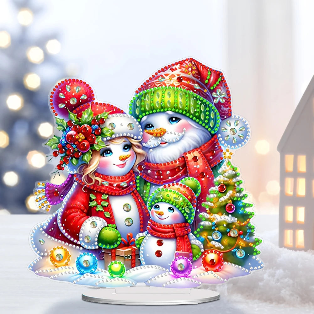 Acrylic Christmas Gingerbread Man Table Top Diamond Painting Ornament Kits Rhinestones Desktop Ornaments for Home Office Decor Zpaxo
