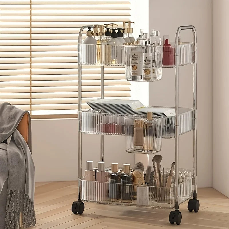 Modern Universal Wheel Design Transparent Acrylic Rolling Storage