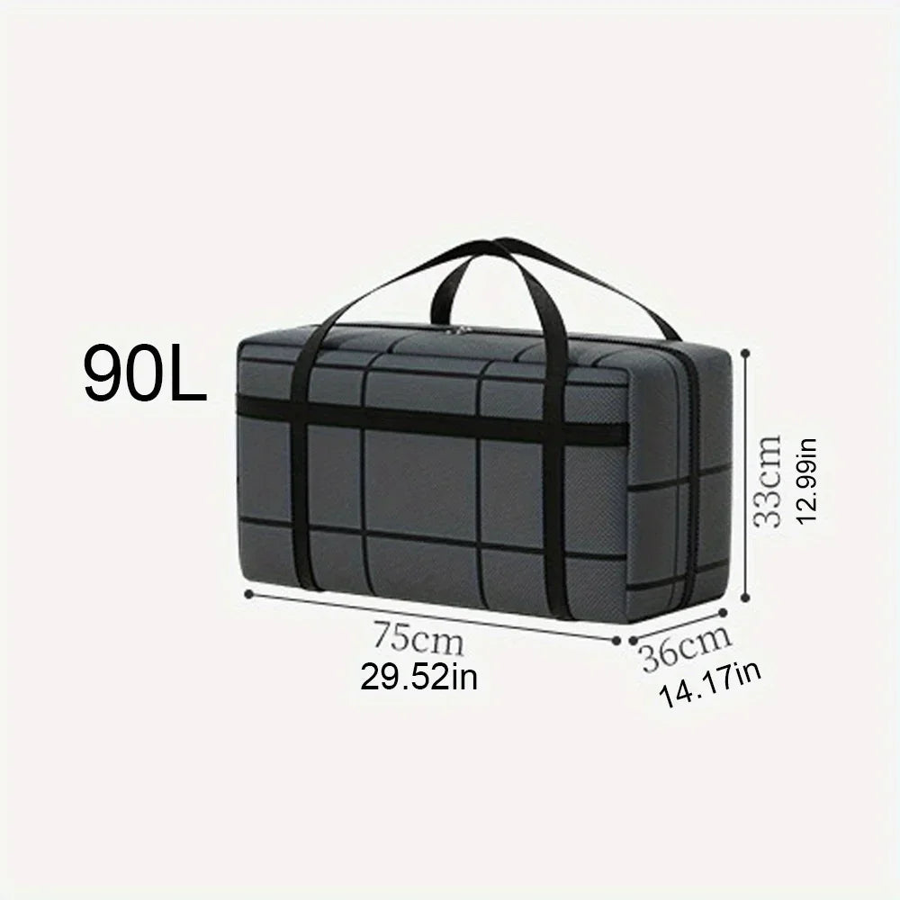 Large Capacity Portable Folding Duffel Bag Hand-Held Clothing Storage with Double Zipper Padded Wardrobe Organizer for Moving Zpaxo 90L 75x36x33CM