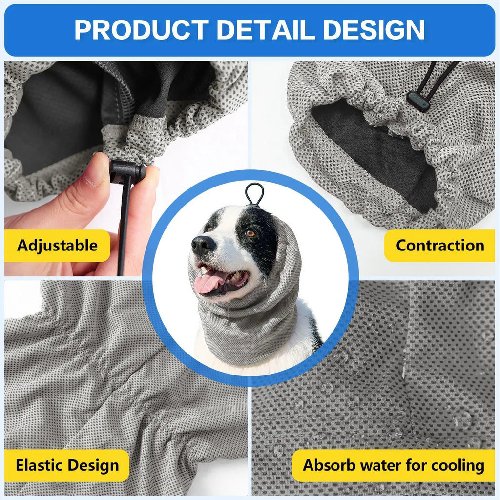 Dog Cooling Headband Adjustable Soothing Snood Long Lasting Chilly